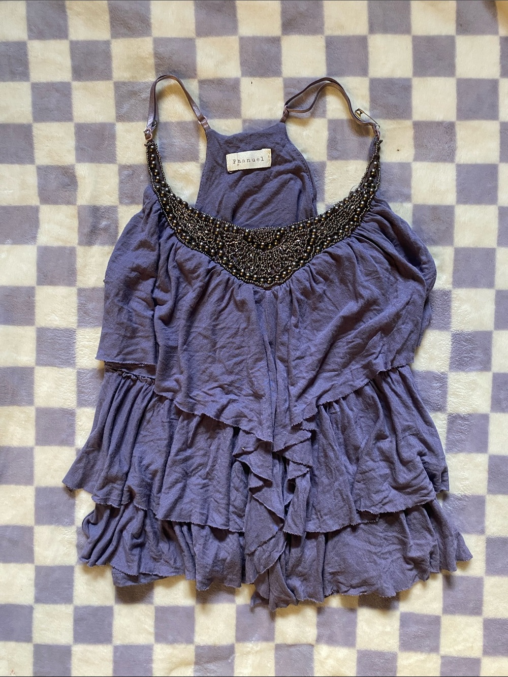 Phanuel Purple Beaded Ruffle Camisole